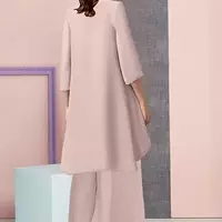 Mother's Pants Suit Three Pieces Scoop Neck Lace Chiffon Long Mother of the bride Dress Wedding Party Guest Gowns - Thumbnail 1