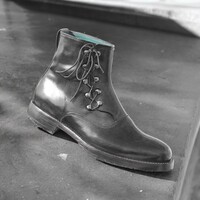 Handmade Men's Black Leather Boot ,Lace Up Ankle High Boot - Thumbnail 1