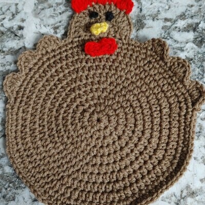 Chicken pot holder front view