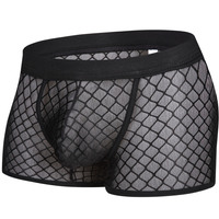 Wholesale Mens Sexy Underwear Lingerie Mesh Gauze Low-rise Translucent Boxer Briefs MJ1801 - Thumbnail 7