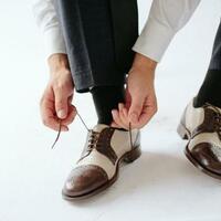 Brown and white derby men shoes with cap toe, custom leather shoes, handmade bro - Thumbnail 1