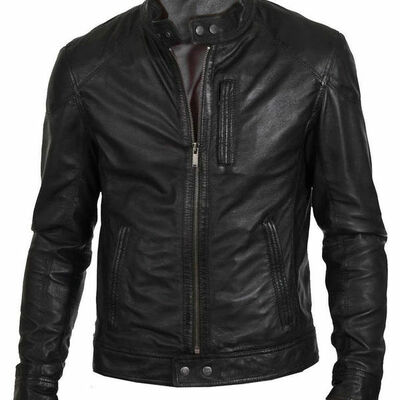 Classy features biker leather jacket for men made from genuine leather - Thumbnail 1