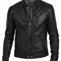 Classy Features Biker Leather Jacket For Men Made From Genuine Leather - Thumbnail 1