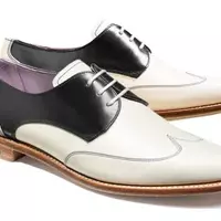 New Men's black white Two tone wingtip spectator dress shoes, Men formal shoes - Thumbnail 4