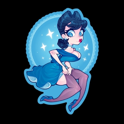 Blue pinup sticker