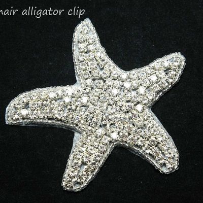 Chrismas beach sea star starfish crystal rhinestone wedding hair alligator clip