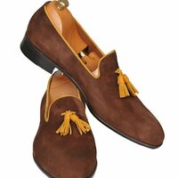 NEW HANDMADE BROWN LOAFER SUEDE MEN SHOES - Thumbnail 4