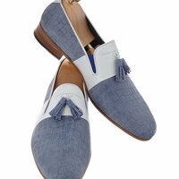 New HANDMADE Mens WHITE AND TURQUOISE LOAFER MEN SHOES - Thumbnail 1