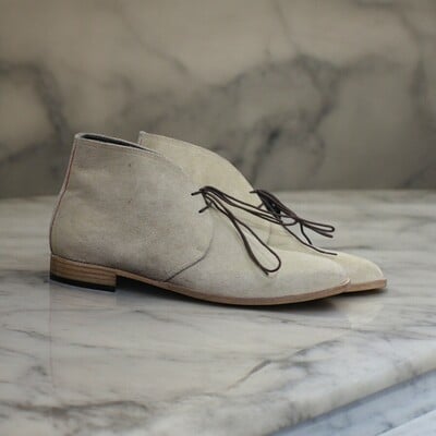 Handmade men's beige suede boot ,chukka lace up boot