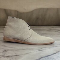 Handmade Men's Beige Suede Boot ,Chukka Lace Up Boot - Thumbnail 1