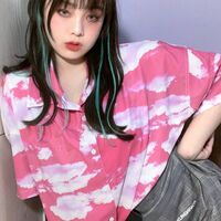 Cute and sweet sky cloud print blouses - Thumbnail 8