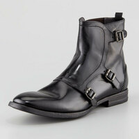 Handcrafted Mens Fashion Triple Monk Closure Ankle Boots, Men Leather Boots - Thumbnail 4