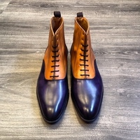 Brown Handmade Men lace up Oxfords Shoes custom lace up shoe for men - Thumbnail 1