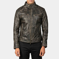 Men’s Zipper Leather Jacket Genuine Real Lambskin Leather Jacket - Thumbnail 4