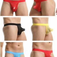 Wholesale 3PK Mens Sexy Underwear Lingerie Mesh Gauze Elephant Tube Translucent Thong G-string MJ2106 - Thumbnail 8