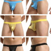 Wholesale 3PK Mens Sexy Underwear Lingerie Mesh Gauze Elephant Tube Translucent Thong G-string MJ2106 - Thumbnail 9