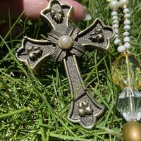 Golden Cross Beaded Necklace - Thumbnail 3