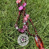 Pink Pentacle Beaded Necklace - Thumbnail 2