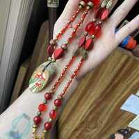 Amanita Mushroom Beaded Necklace - Thumbnail 1