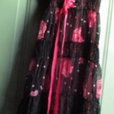Strip cabaret(japanese brand) pink polka dot black lace dress