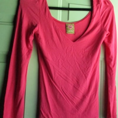 Ma＊rs hot pink long sleeve v-neck blouse - Thumbnail 3