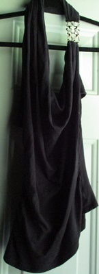 Ma＊rs Black Gold Rhinestone Halter Top