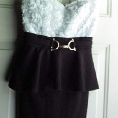 Dazzy store white rose lace peplum dresses(colors varies)