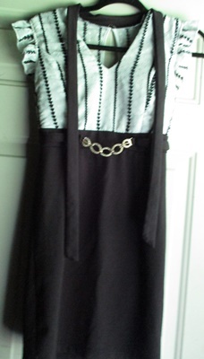Dazzy Store Black & White Tie Dress Sz. S