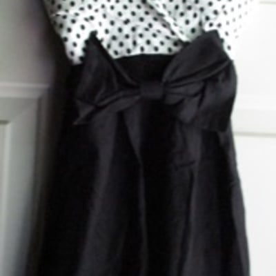 Black white polkadot bow dress