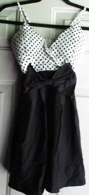 Black White PolkaDot Bow Dress