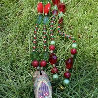 Amanita Mushroom Faery Door Beaded Necklace - Thumbnail 4