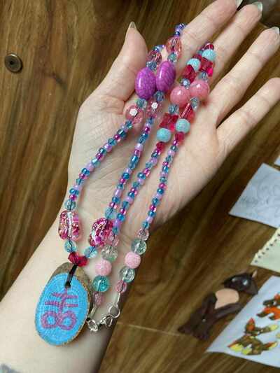 Pastel Leviathan Cross Beaded Necklace