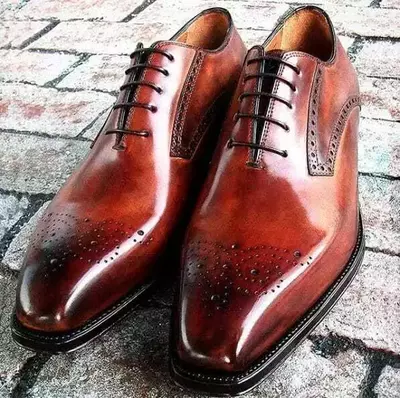 New Handmade Men's Brown Leather Oxford Chiseled Toe Lace Up Dress Formal Shoes