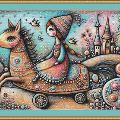 Young girl cross stitch pattern