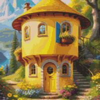 Yellow House Cross Stitch Pattern - Thumbnail 1