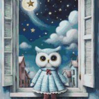Wishing Star Owl Cross Stitch Pattern - Thumbnail 1