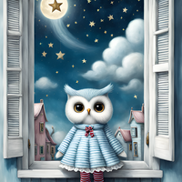 Wishing Star Owl Cross Stitch Pattern - Thumbnail 2