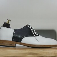 Handmade Men's Genuine Leather Shoes,Black & White Dress Shoes - Thumbnail 2