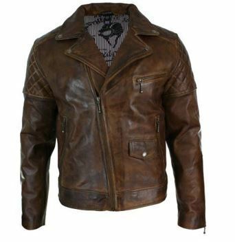 New Men's Handmade Fashionable Leather Jacket with XS to 6XL Sizes