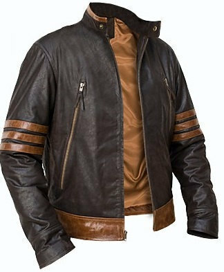 Custom Handmade X-Men Wolverine leather jacket, X-men brown leather jacket