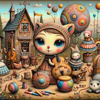 Whimsical Village Band Cross Stitch Pattern - Thumbnail 2