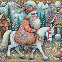 Whimsical Santa Cross Stitch Pattern - Thumbnail 1