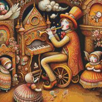 Whimsical Musician Cross Stitch Pattern - Thumbnail 1
