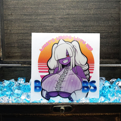 "what's wrong with her boobs" sticker