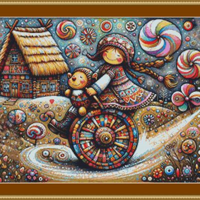 Whimsical little girl cross stitch pattern - Thumbnail 5