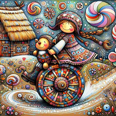 Whimsical little girl cross stitch pattern