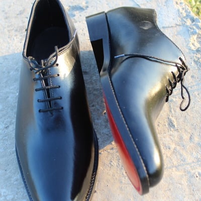 Crafted leather black calf leather oxford lace up dress shoes for men  - Thumbnail 5