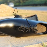 Crafted Leather Black Calf Leather Oxford Lace up Dress Shoes For Men  - Thumbnail 2