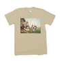 Reprint of Vintage Painting of a Rooster and Hens on a soft cotton t-shirt-2