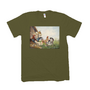 Reprint of Vintage Painting of a Rooster and Hens on a soft cotton t-shirt-3